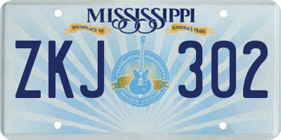 MS license plate ZKJ302