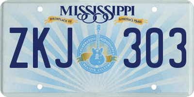 MS license plate ZKJ303
