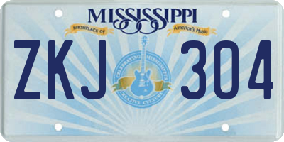MS license plate ZKJ304
