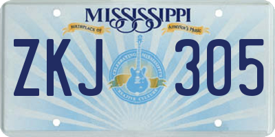 MS license plate ZKJ305