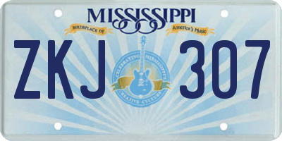MS license plate ZKJ307