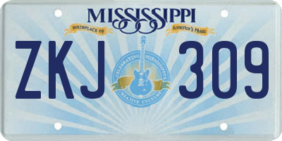 MS license plate ZKJ309