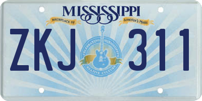MS license plate ZKJ311