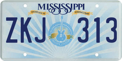 MS license plate ZKJ313
