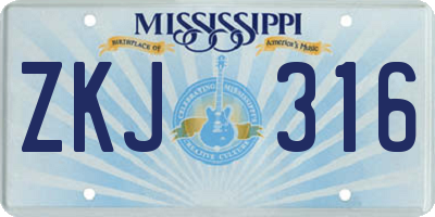 MS license plate ZKJ316