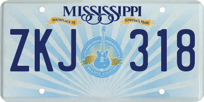 MS license plate ZKJ318