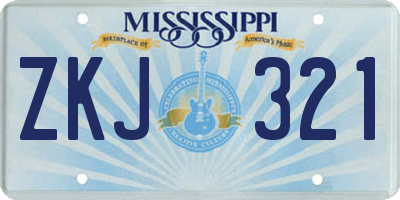 MS license plate ZKJ321