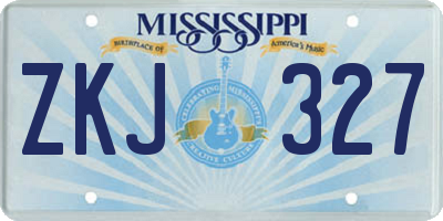 MS license plate ZKJ327