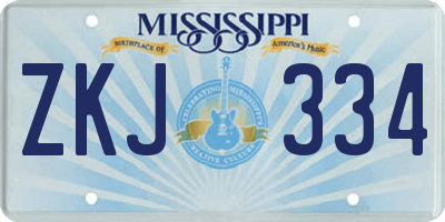 MS license plate ZKJ334