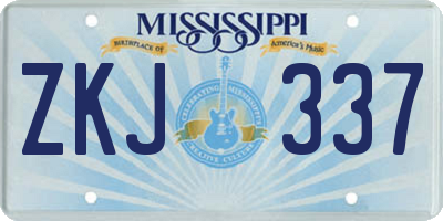 MS license plate ZKJ337