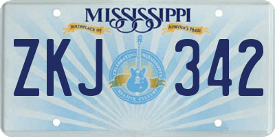 MS license plate ZKJ342