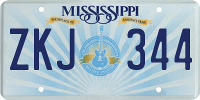 MS license plate ZKJ344