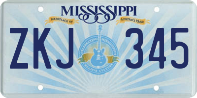 MS license plate ZKJ345