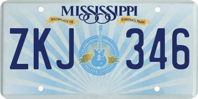 MS license plate ZKJ346