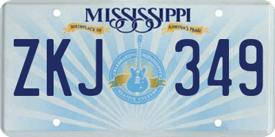 MS license plate ZKJ349