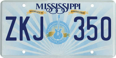 MS license plate ZKJ350