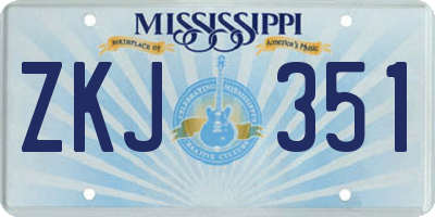 MS license plate ZKJ351