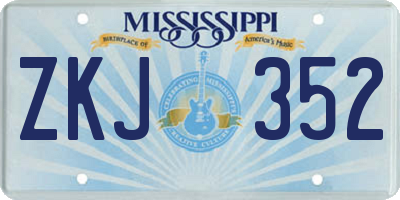 MS license plate ZKJ352