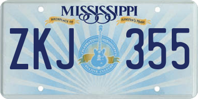 MS license plate ZKJ355