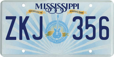 MS license plate ZKJ356