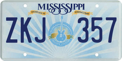 MS license plate ZKJ357