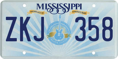 MS license plate ZKJ358