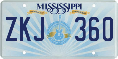 MS license plate ZKJ360