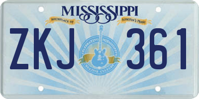 MS license plate ZKJ361