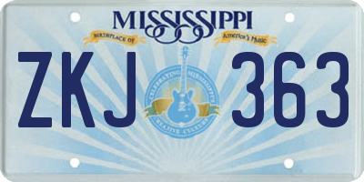 MS license plate ZKJ363