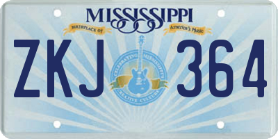 MS license plate ZKJ364