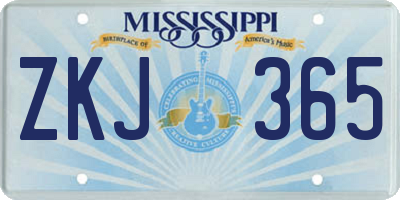 MS license plate ZKJ365