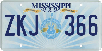 MS license plate ZKJ366