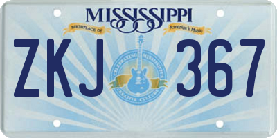 MS license plate ZKJ367
