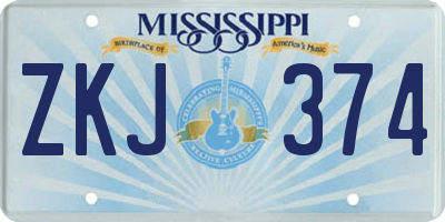 MS license plate ZKJ374