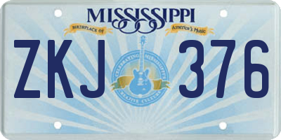 MS license plate ZKJ376