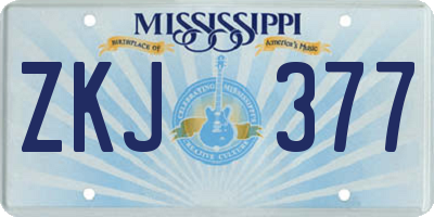 MS license plate ZKJ377