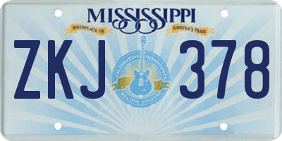 MS license plate ZKJ378