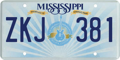 MS license plate ZKJ381