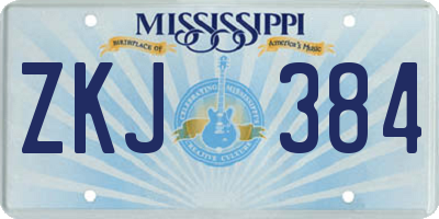 MS license plate ZKJ384