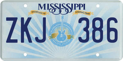 MS license plate ZKJ386
