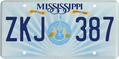 MS license plate ZKJ387