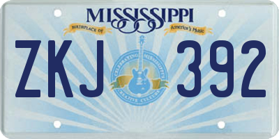 MS license plate ZKJ392