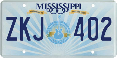 MS license plate ZKJ402