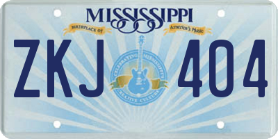MS license plate ZKJ404
