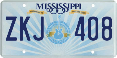 MS license plate ZKJ408