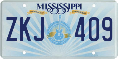 MS license plate ZKJ409
