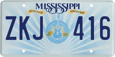 MS license plate ZKJ416