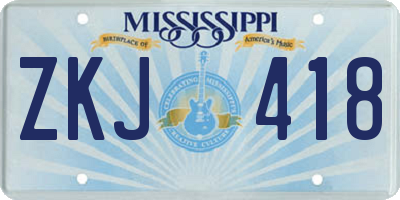 MS license plate ZKJ418