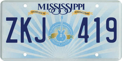 MS license plate ZKJ419