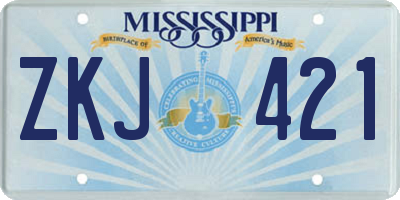 MS license plate ZKJ421